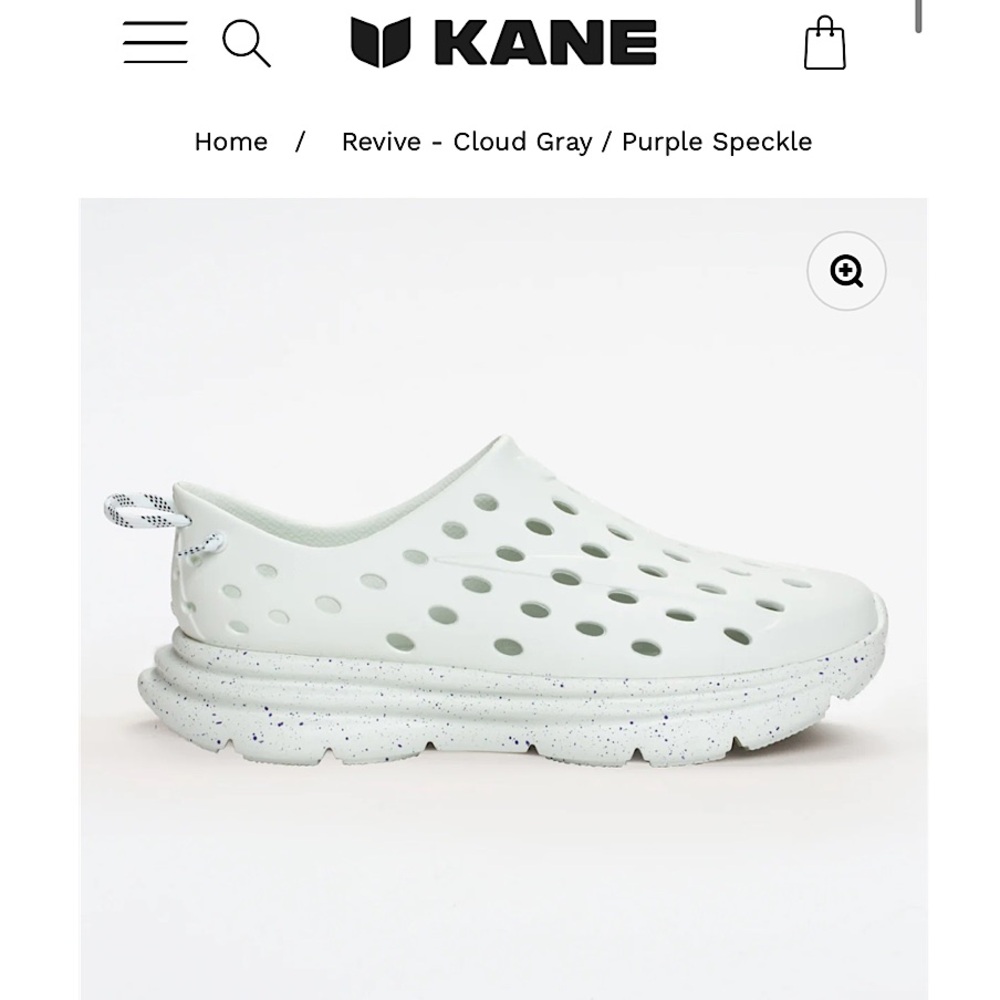 KANE—REVIVE: Cloud Grey X Purple Speck. Men’s 7, Women’s 9.